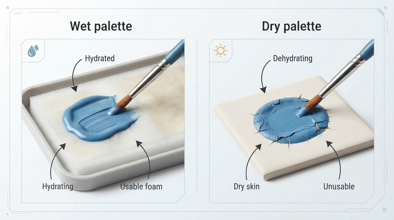 Workflow diagram for best wet palette for miniature painting.