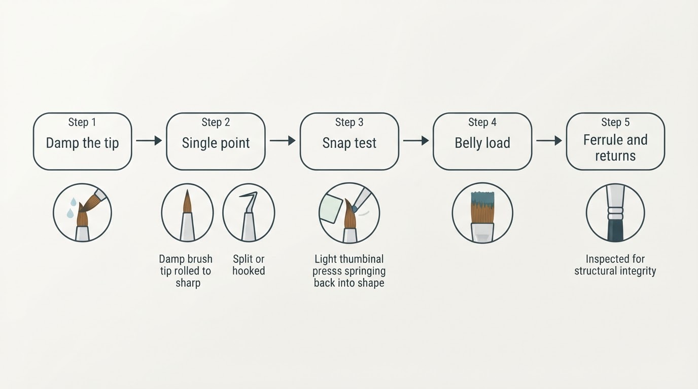 Workflow diagram for broken toad brushes.